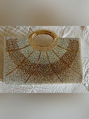 Gold Crystal-Embellished Women’s Evening Clutch